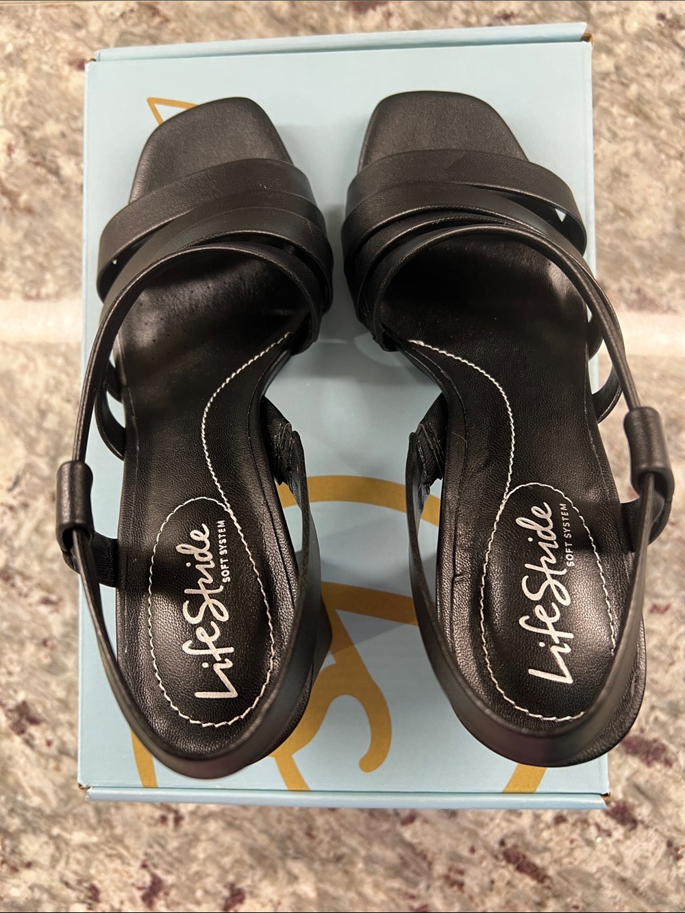Life Stride Black Strappy Block Heel Sandals - Picture 7 of 8